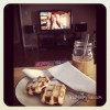Coffee, cinnamon roll waffles and Pioneer Woman